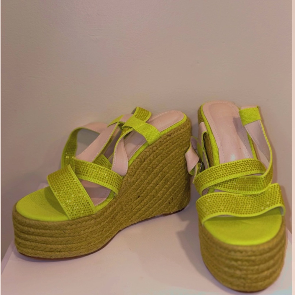 Lime Green Wedge Sandals